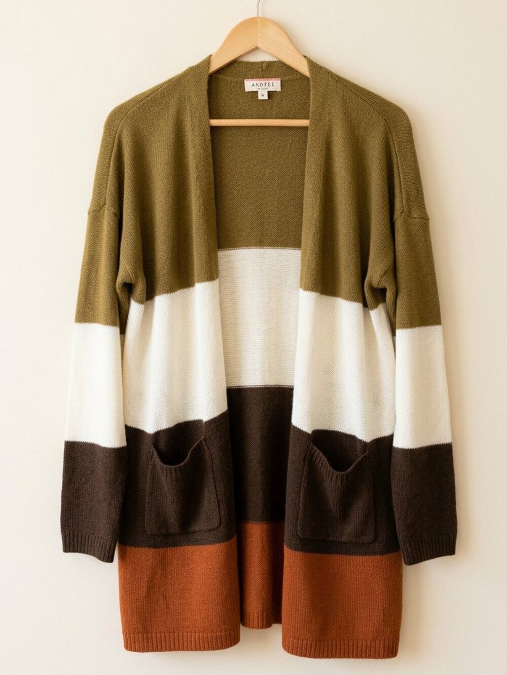 Andrée by Unit Color Block Open Front Cardigan Size M